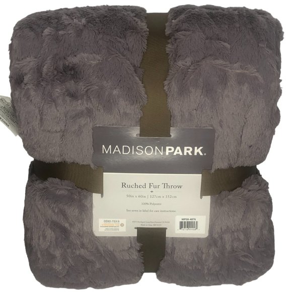 Madison Park Other - Madison Park LAVENDER Ultra Soft Ruched Faux Fur Throw Blanket 50x60" New